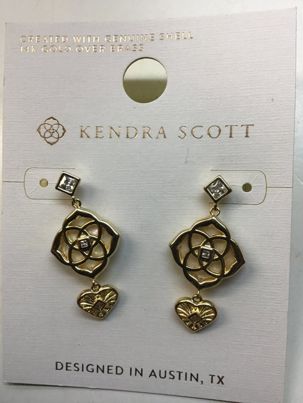 Kendra Scott New Gold Geometric Square and Heart Earrings